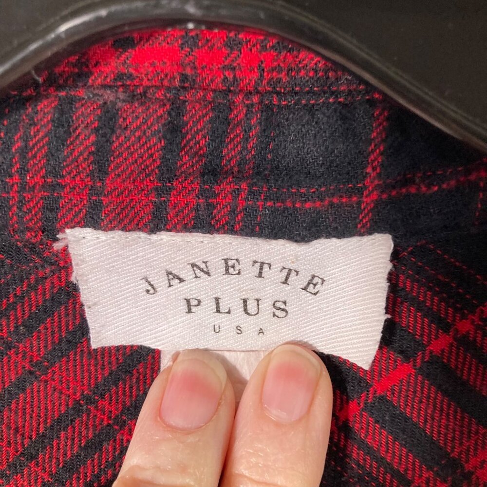 Womens Janette Plus Plaid Flannel Button Bleached Shirt Red Black Orange 3X Cott - Picture 7 of 9